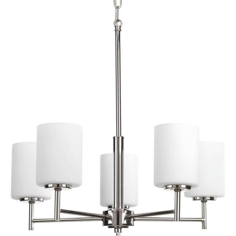 Progress P4319-104 Replay Collection Five-Light Polished Nickel Etched White Glass Modern Chandelier Light Main Image.jpg