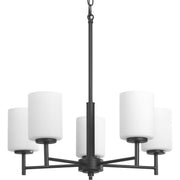 Progress P4319-31 Replay Collection Five-Light Textured Black Etched White Glass Modern Chandelier Light Main Image.jpg