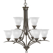 Progress P4329-20 Trinity Collection Nine-Light Antique Bronze Etched Glass Traditional Chandelier Light Main Image.jpg
