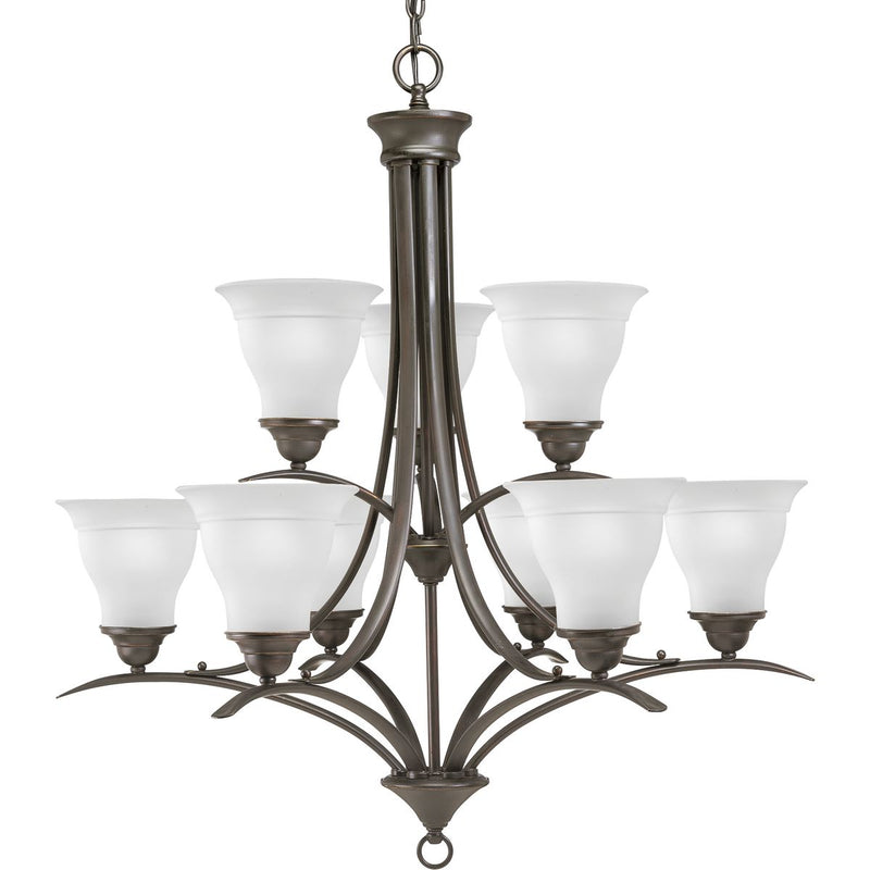 Progress P4329-20 Trinity Collection Nine-Light Antique Bronze Etched Glass Traditional Chandelier Light Main Image.jpg