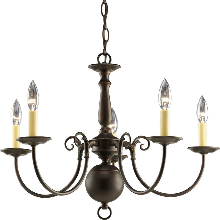 Progress P4346-20 Americana Collection Five-Light Antique Bronze Ivory Candle Traditional Chandelier Light Main Image.jpg