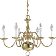 Progress P4356-10 Americana Collection Six-Light Polished Brass White Candle Traditional Chandelier Light Main Image.jpg