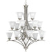 Progress P4365-09 Trinity Collection Fifteen-Light Brushed Nickel Etched Glass Traditional Chandelier Light Main Image.jpg