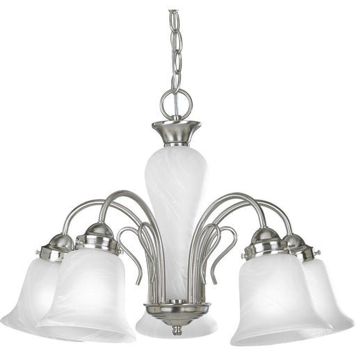 Progress P4391-09 Bedford Collection Five-Light Brushed Nickel Etched Alabaster Glass Traditional Chandelier Light Main Image.jpg