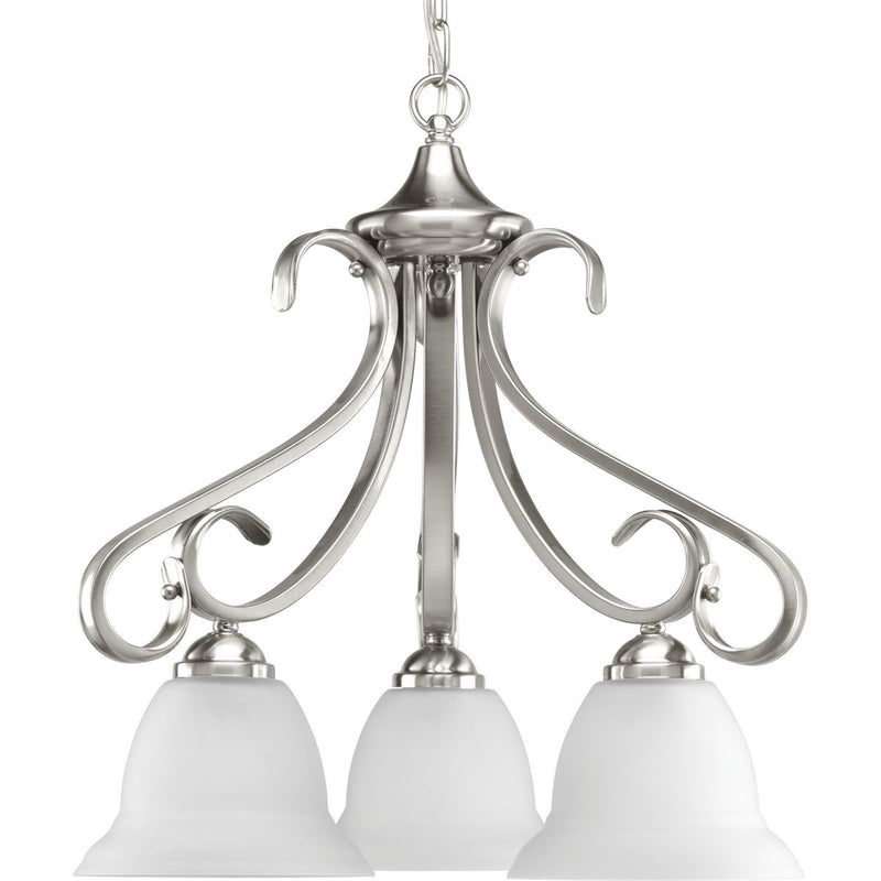 Progress P4405-09 Torino Collection Three-Light Brushed Nickel Etched Glass Transitional Chandelier Light Main Image.jpg