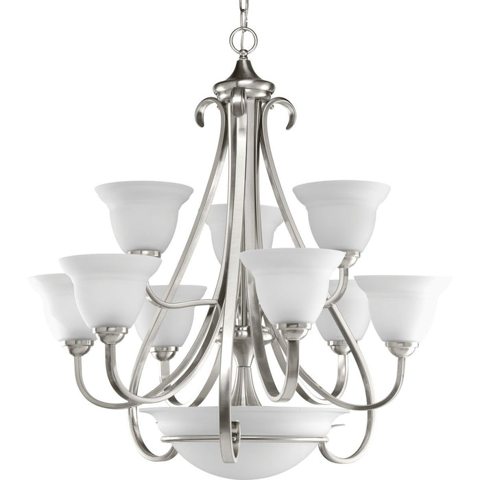 Progress P4418-09 Torino Collection Nine-Light Brushed Nickel Etched Glass Transitional Chandelier Light Main Image.jpg