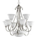 Progress P4418-09 Torino Collection Nine-Light Brushed Nickel Etched Glass Transitional Chandelier Light Main Image.jpg