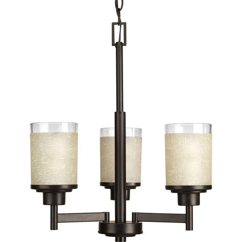 Progress P4458-20 Alexa Collection Three-Light Antique Bronze Etched Umber Linen With Clear Edge Glass Modern Chandelier Light Main Image.jpg