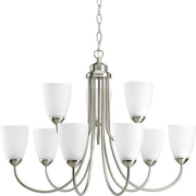 Progress P4627-09 Gather Collection Nine-Light Brushed Nickel Etched Glass Traditional Chandelier Light Main Image.jpg