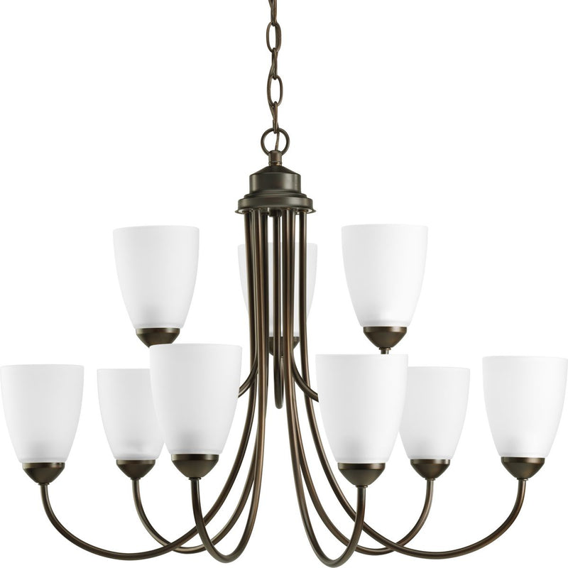 Progress P4627-20 Gather Collection Nine-Light Antique Bronze Etched Glass Traditional Chandelier Light Main Image.jpg
