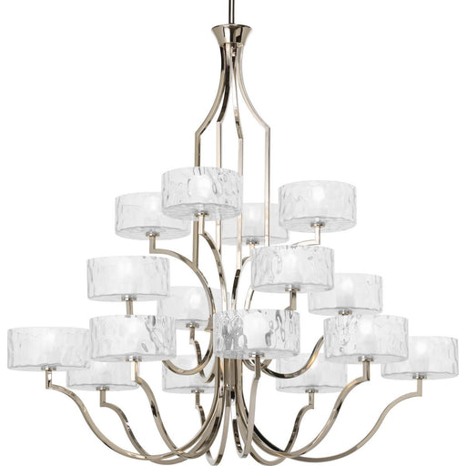 Progress P4685-104WB Caress Collection Sixteen-Light Polished Nickel Clear Water Glass Luxe Chandelier Light Main Image.jpg