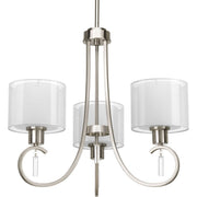 Progress P4695-09 Invite Collection Three-Light Brushed Nickel White Silk Mylar Shade New Traditional Chandelier Light Main Image.jpg