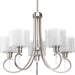 Progress P4696-09 Invite Collection Five-Light Brushed Nickel White  Silk Mylar Shade New Traditional Chandelier Light Main Image.jpg