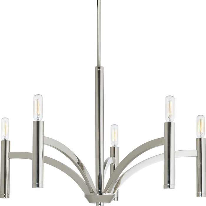 Progress P4718-104 Draper Collection Five-Light Polished Nickel Luxe Chandelier Light Main Image.jpg