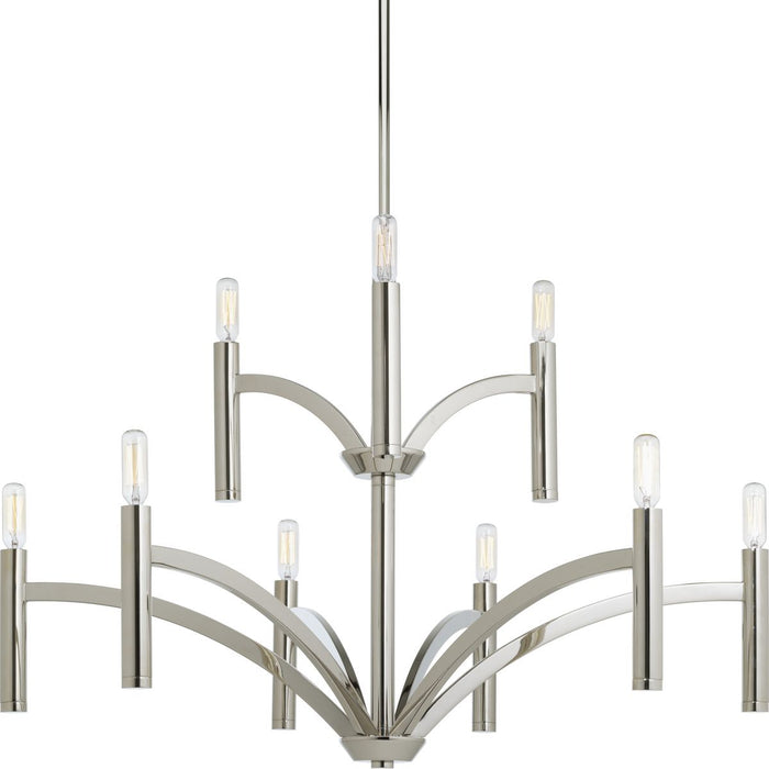 Progress P4719-104 Draper Collection Nine-Light Polished Nickel Luxe Chandelier Light Main Image.jpg