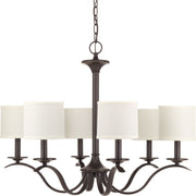 Progress P4739-20 Inspire Collection Six-Light Antique Bronze White Linen Shade Traditional Chandelier Light Main Image.jpg