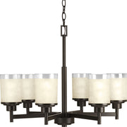 Progress P4758-20 Alexa Collection Six-Light Antique Bronze Etched Umber Linen With Clear Edge Glass Modern Chandelier Light Main Image.jpg