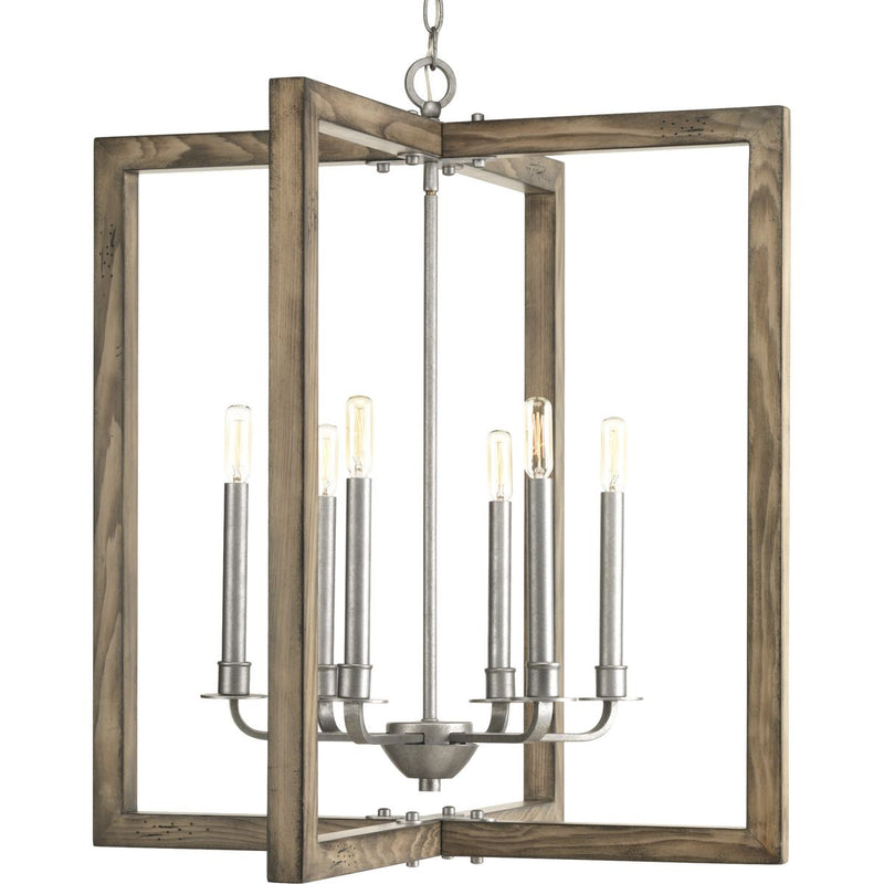 Progress P4761-141 Turnbury Collection Six-Light Galvanized Finish Coastal Chandelier Light Main Image.jpg