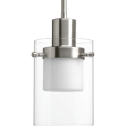 Progress P500000-009-30 Moderna LED Collection Brushed Nickel Clear Glass Mid-Century Modern Pendant Light Main Image.jpg