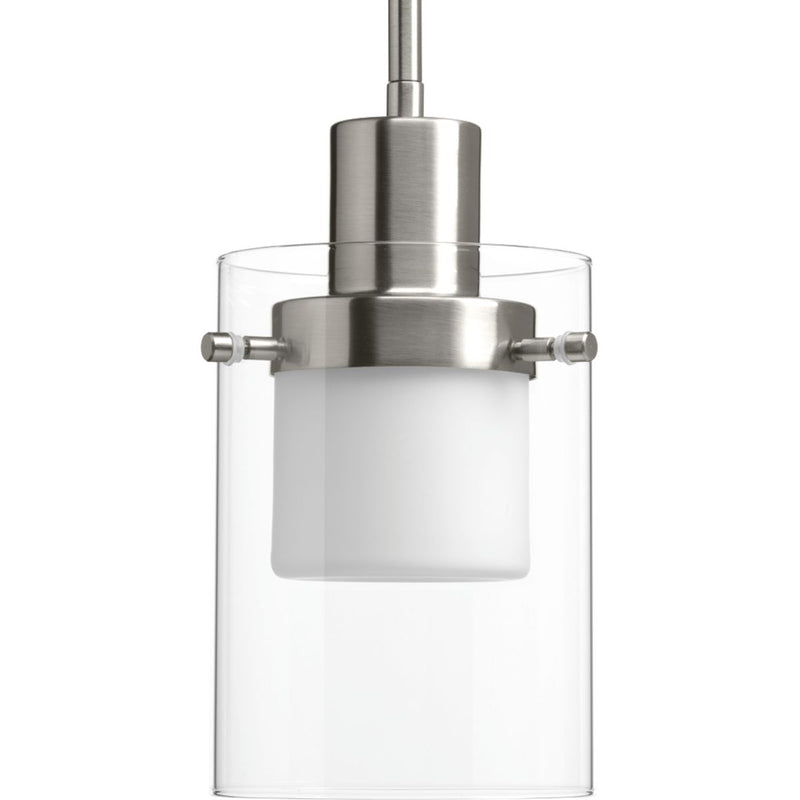 Progress P500000-009-30 Moderna LED Collection Brushed Nickel Clear Glass Mid-Century Modern Pendant Light Main Image.jpg
