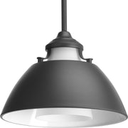 Progress P500013-143 Carbon Collection One-Light Graphite Etched White Glass Mid-Century Modern Pendant Light Main Image.jpg