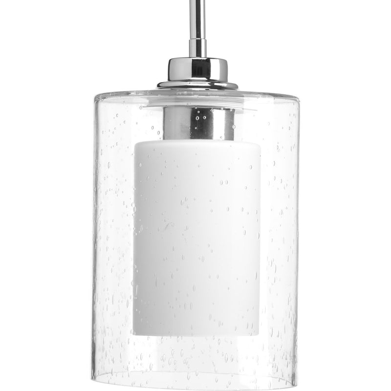 Progress P500018-015 Double Glass One-Light Polished Chrome Etched White Inside/Seeded Glass Outside Glass Farmhouse Pendant Light Main Image.jpg
