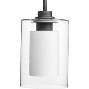 Progress P500018-143 Double Glass One-Light Graphite Etched White Inside/Seeded Glass Outside Glass Farmhouse Pendant Light Main Image.jpg