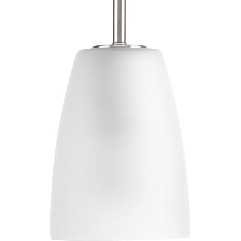 Progress P500029-009 Leap Collection One-Light Brushed Nickel Etched Glass Modern Pendant Light Main Image.jpg