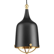 Progress P500033-031 Era Collection One-Light Matte Black and Gold Global Pendant Light Main Image.jpg