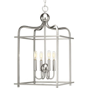 Progress P500036-009 Assembly Hall Collection Four-Light Brushed Nickel Coastal Pendant Light Main Image.jpg
