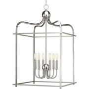 Progress P500037-009 Assembly Hall Collection Six-Light Brushed Nickel Coastal Pendant Light Main Image.jpg
