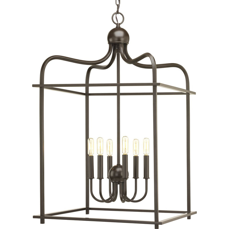 Progress P500037-020 Assembly Hall Collection Six-Light Antique Bronze Coastal Pendant Light Main Image.jpg