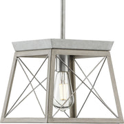 Progress P500041-141 Briarwood Collection One-Light Galvanized and Bleached Oak Farmhouse Style Hanging Mini-Pendant Light Main Image.jpg
