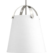 Progress P500046-104 Galley Collection Two-Light Polished Nickel Linen Shade Coastal Pendant Light Main Image.jpg
