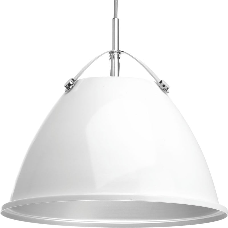 Progress P500052-030 Tre Collection One-Light White White Metal Shade Coastal Pendant Light Main Image.jpg