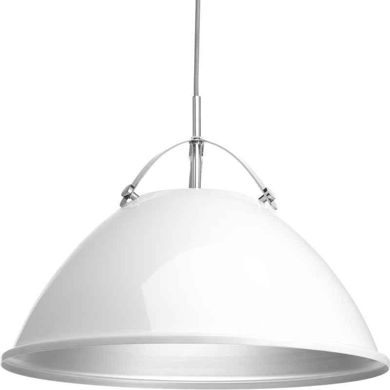 Progress P500053-030 Tre Collection One-Light White White Metal Shade Coastal Pendant Light Main Image.jpg