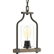 Progress P500056-020 Barnes Mill Collection One-Light Antique Bronze Clear Seeded Glass Farmhouse Mini-Pendant Light Main Image.jpg