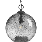 Progress P500063-143 Malbec Collection One-Light Graphite Smoked Textured Glass Global Pendant Light Main Image.jpg