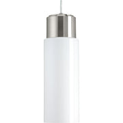 Progress P500065-009-30 Neat LED Collection One-Light Brushed Nickel Glossy Opal Glass Coastal Pendant Light Main Image.jpg