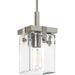 Progress P500073-009 Glayse Collection One-Light Brushed Nickel Clear Glass Luxe Pendant Light Main Image.jpg