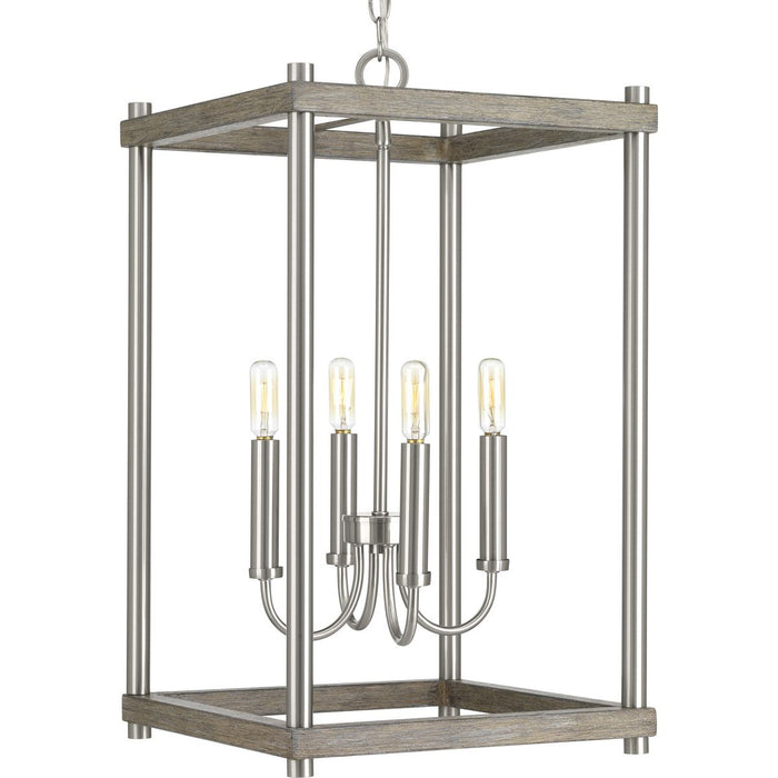 Progress P500088-009 Fontayne Collection Four-Light Brushed Nickel Farmhouse Pendant Light Main Image.jpg