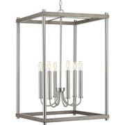 Progress P500089-009 Fontayne Collection Six-Light Brushed Nickel Farmhouse Pendant Light Main Image.jpg