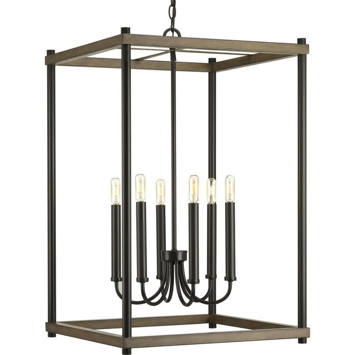 Progress P500089-020 Fontayne Collection Six-Light Antique Bronze Farmhouse Pendant Light Main Image.jpg