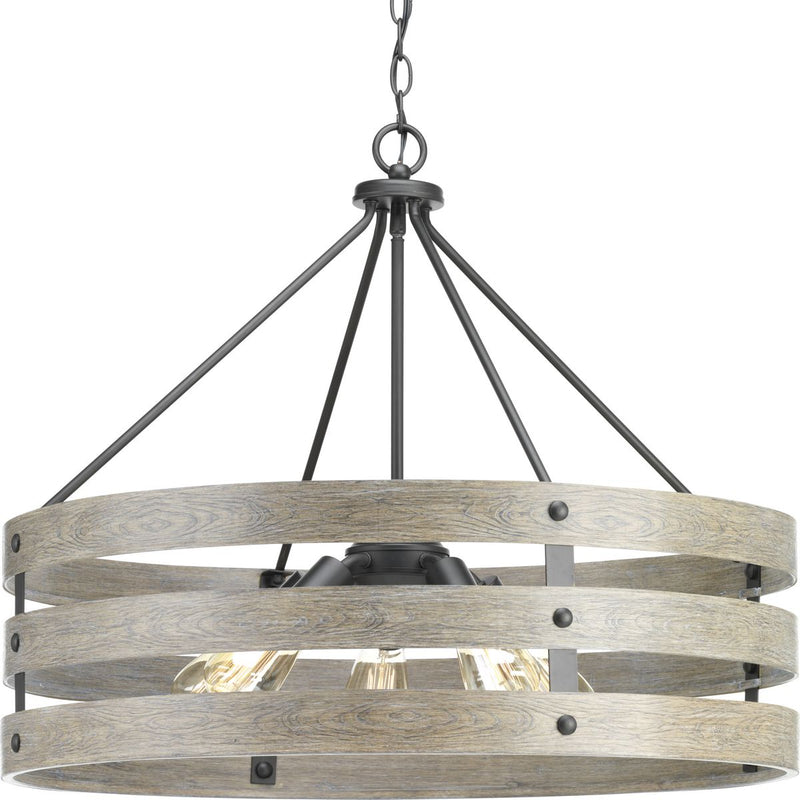 Progress P500090-143 Gulliver Collection Five-Light Graphite Coastal Pendant Light Main Image.jpg