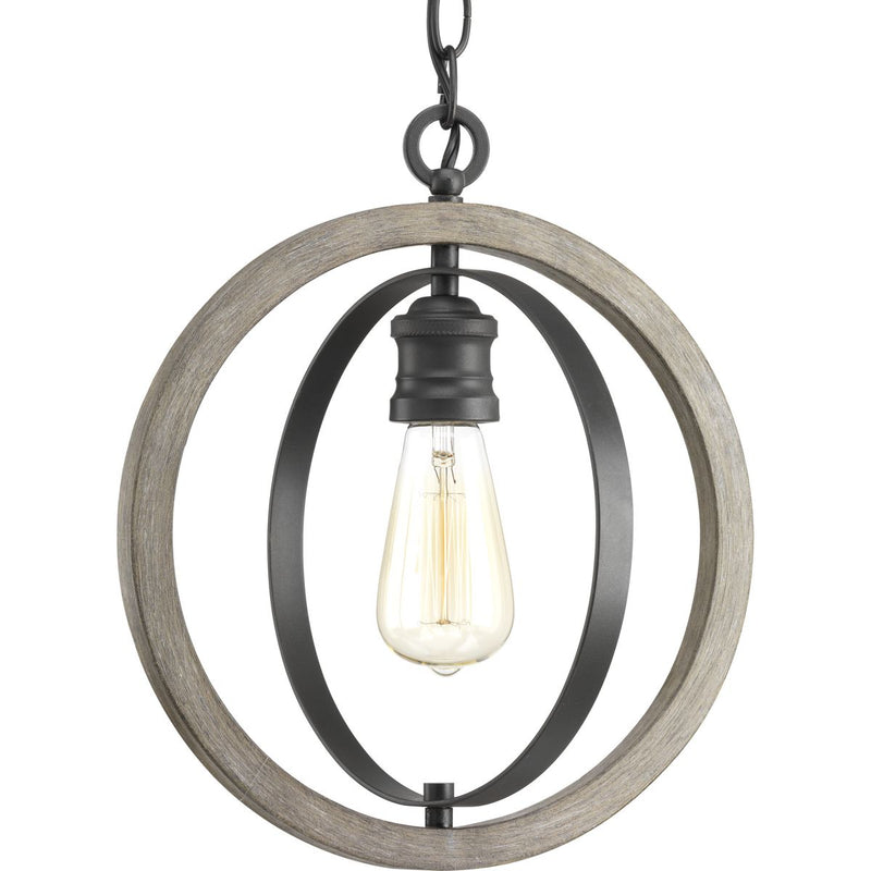 Progress P500092-143 Conestee Collection One-Light Graphite Farmhouse Pendant Light Main Image.jpg