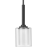 Progress P500103-143 Kene Collection One-Light Graphite Clear Glass Craftsman Pendant Light Main Image.jpg