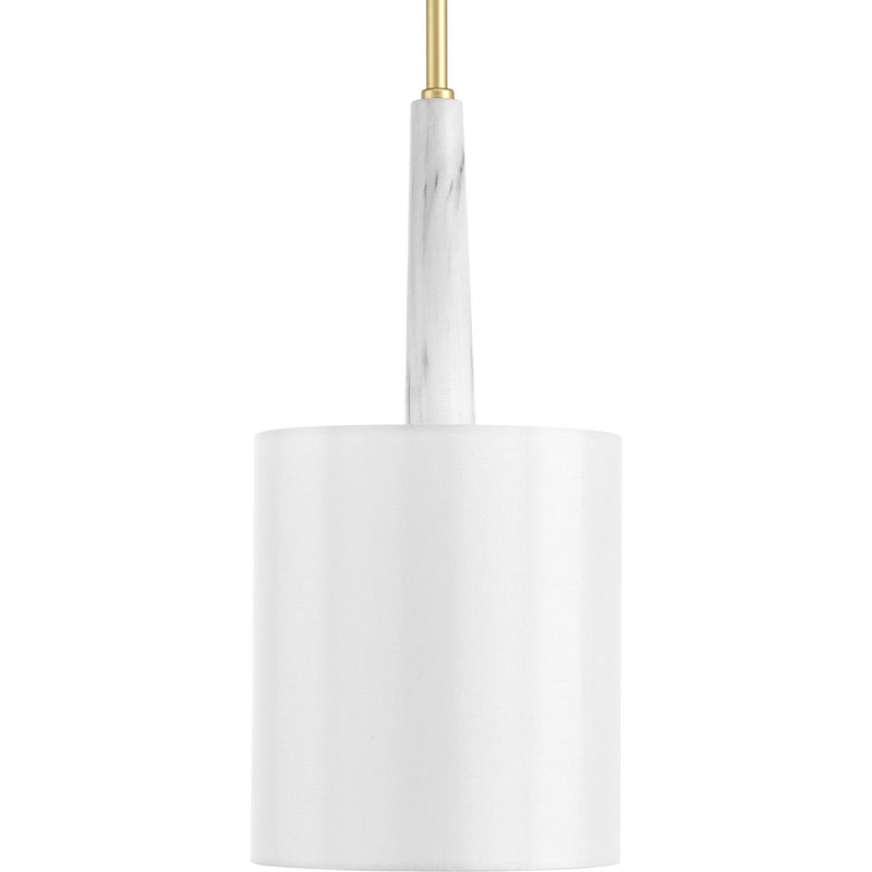 Progress P500107-078 Palacio Collection One-Light Vintage Gold White Silk Shade Luxe Pendant Light Main Image.jpg