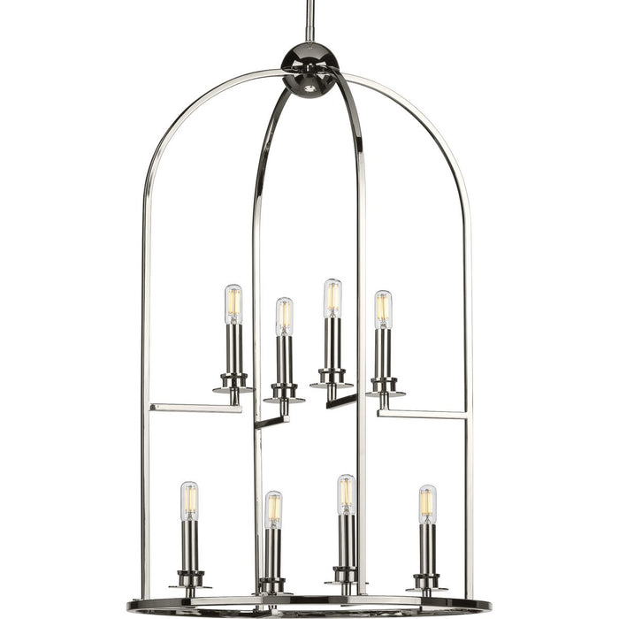 Progress P500122-104 Seneca Collection Eight-Light Polished Nickel Farmhouse Pendant Light Main Image.jpg