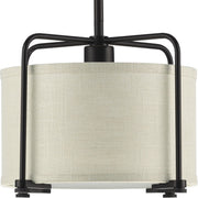 Progress P500138-020 Kempsey Collection One-Light Antique Bronze Harvest Linen Shade Farmhouse Pendant Light Main Image.jpg