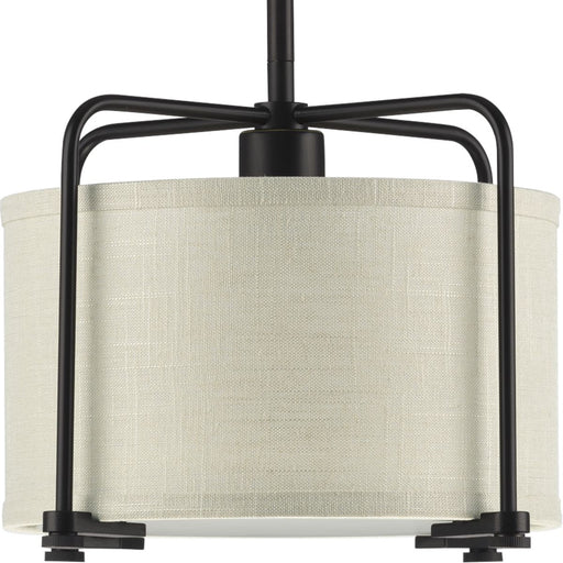 Progress P500138-020 Kempsey Collection One-Light Antique Bronze Harvest Linen Shade Farmhouse Pendant Light Main Image.jpg